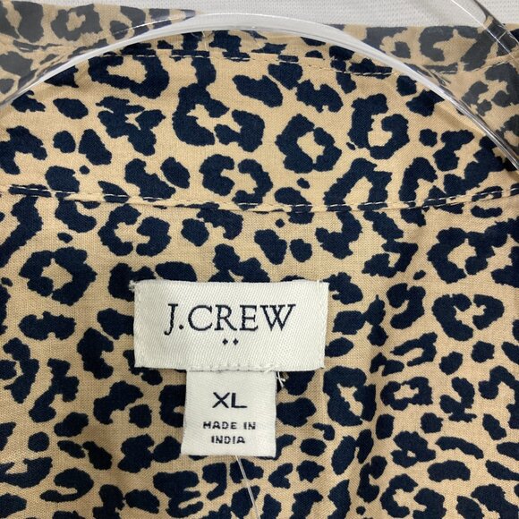 New J. Crew Top size XL Leopard Print Long Sleeve Button Down Cotton - Picture 2 of 10
